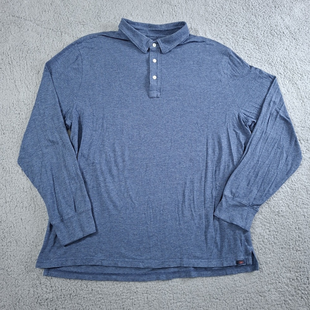 Faherty Polo Shirt Mens XXL Blue Long Sleeve Movement Golf Preppy Stretch‎